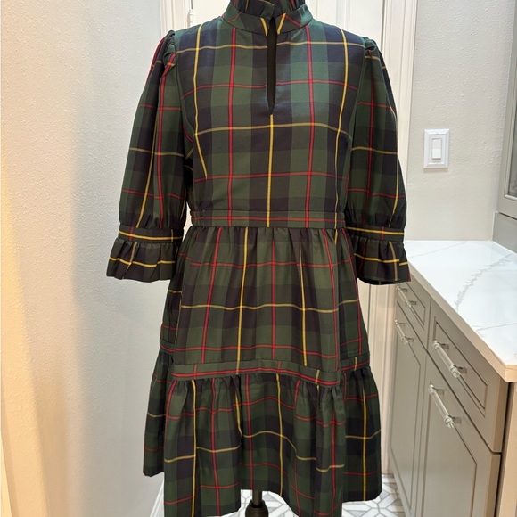 Gretchen Scott Designs Navy Plaid Long Sleeve Dress - Picture 2 of 7